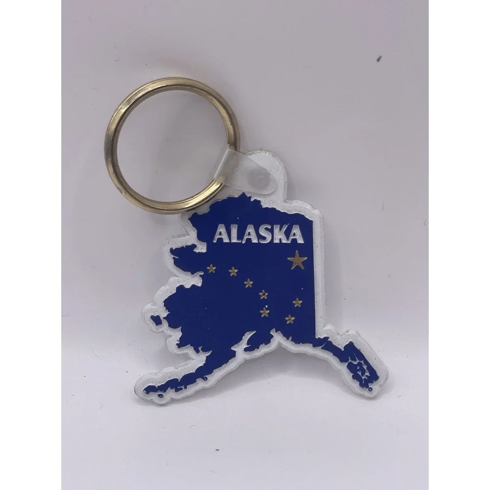 Alaska State Shape and Flag Travel‎ Souvenir Keychain Key Ring